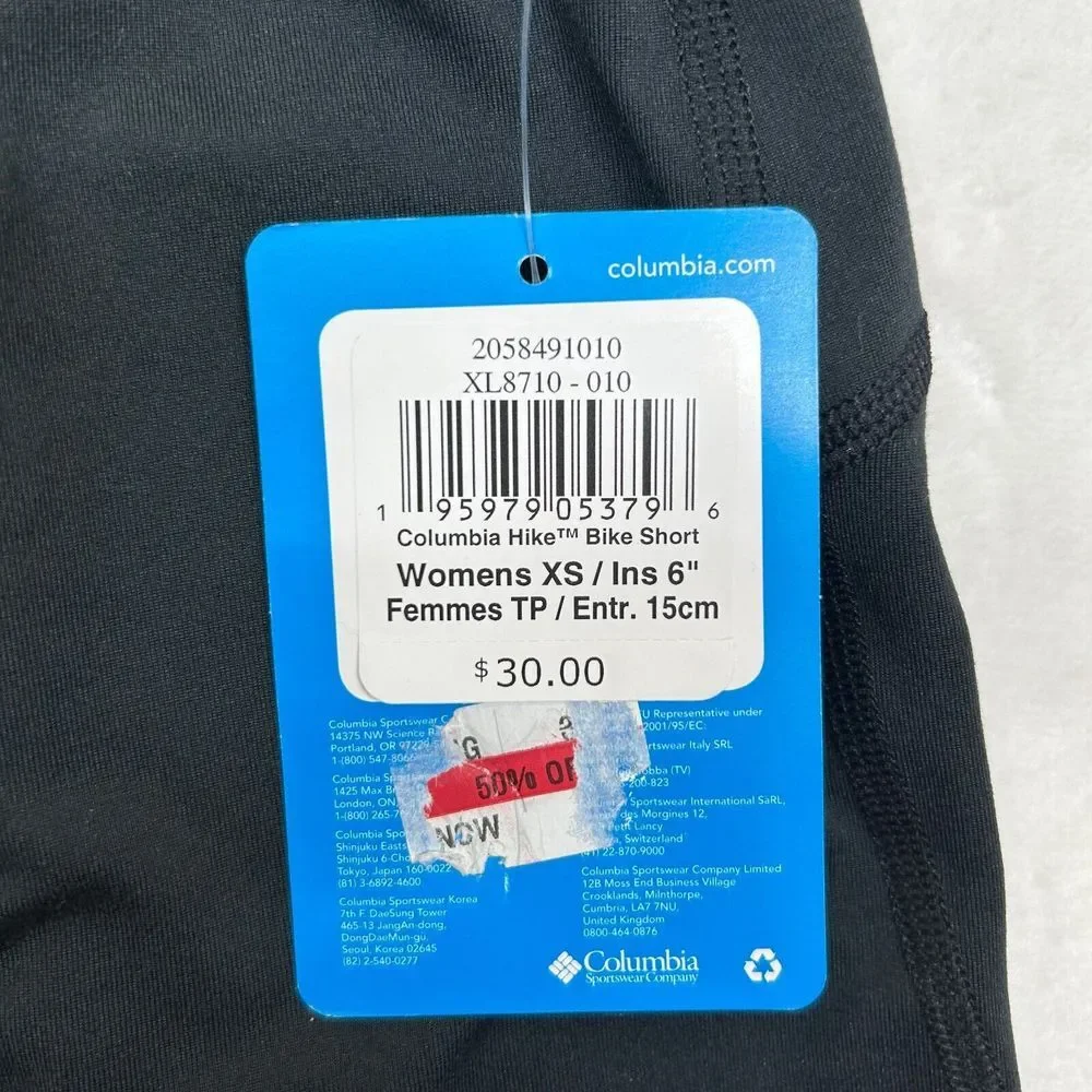 Columbia Hike Bike Shorts Womens XS X-Small‎ Black Inseam 6